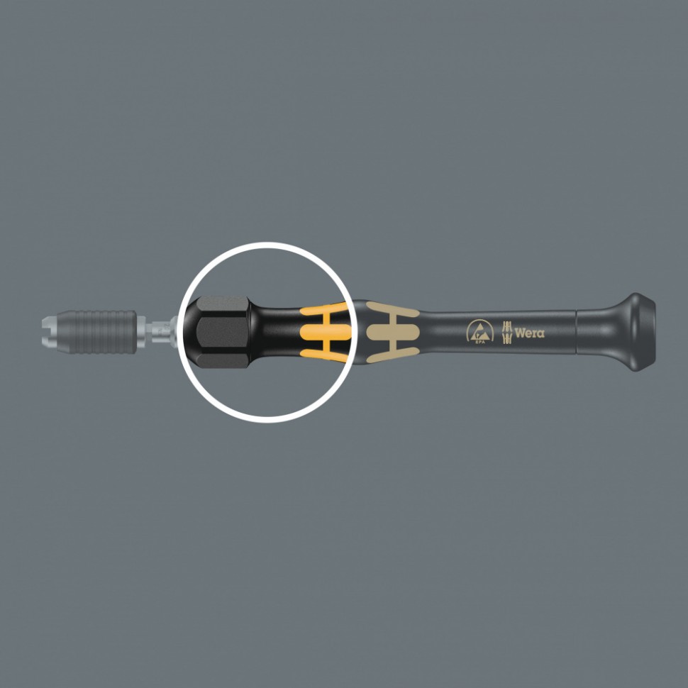 WE-074802 1430 Kraftform Micro ESD Регулируемая динамометрическая (0,02-0,11 Нм), с быстросменным патроном, 0,02 - 0,06 Nm