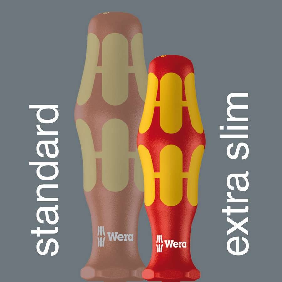 Отвертка диэлектрическая Pozidriv/шлиц WERA Kraftform Plus 165 iss VDE, уменьшенный Ø стержня и рукоятки #2 / 100 мм 020134