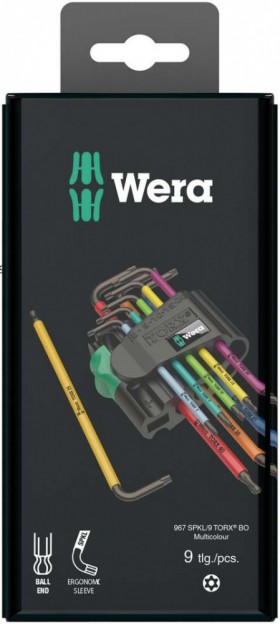 Набор Г-образных ключей WERA 967 SPKL/9 TORX® BO Multicolour BlackLaser 073599