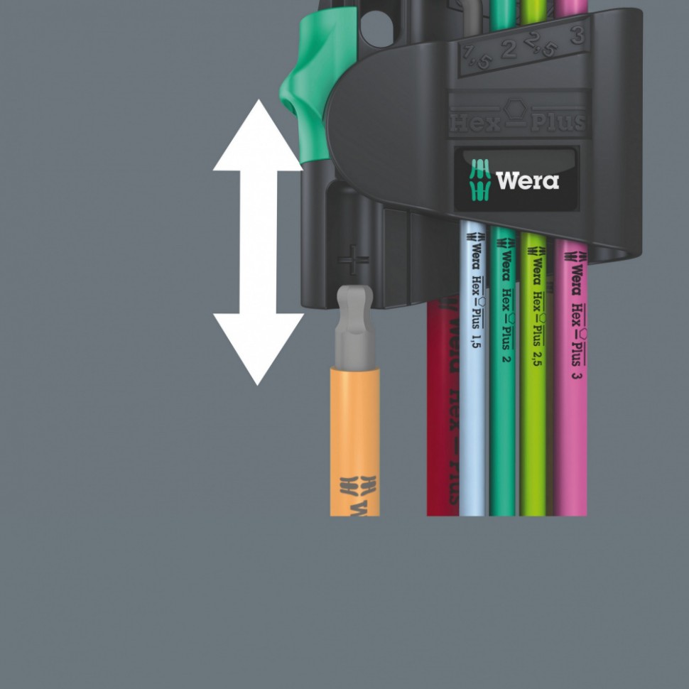 Набор Г-образных ключей, метрических WERA 950 SPKL/7B SM Multicolour Magnet BlackLaser 022534