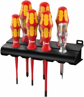 Набор отверток диэлектрический WERA Kraftform Plus с уменьшенным диаметром стержня 160 iS/7 Rack , 006480