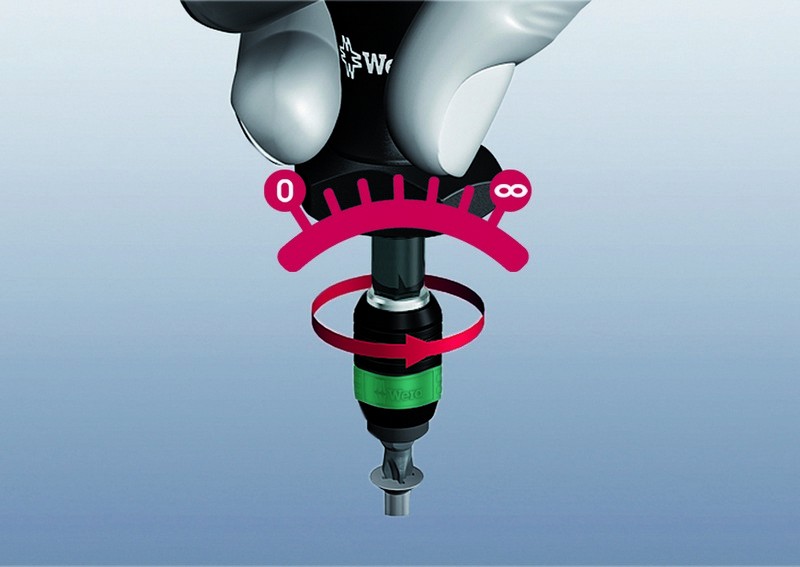 Динамометрическая отвертка WERA 7400, регулируемая с предварительной настройкой, 0,30-1,2 Nm, с быстросзажимным патроном Rapidaptor 074715