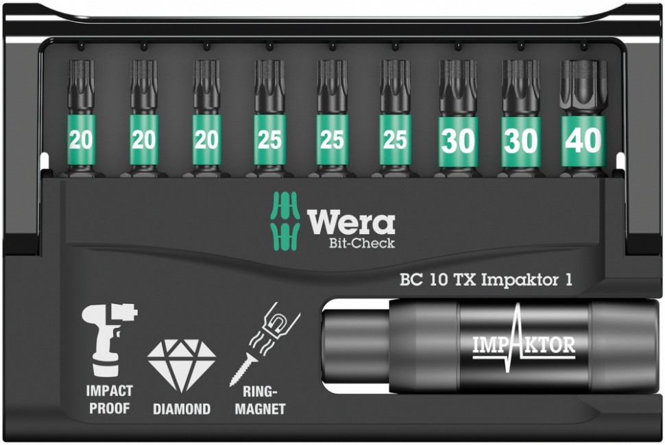 Набор WERA Bit-Check 10 TX Impaktor 1 057688