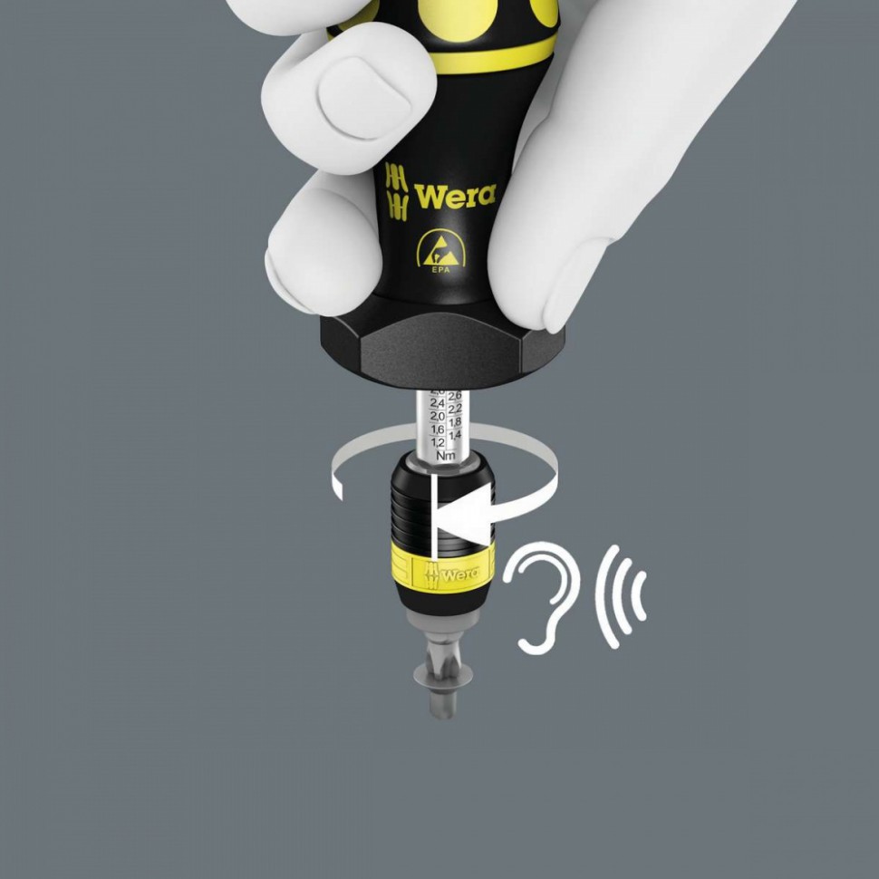 Регулируемая  динамометрическая отвертка с патроном Rapidaptor, Kraftform ESD, WERA 7400, 7440 ESD, 074730