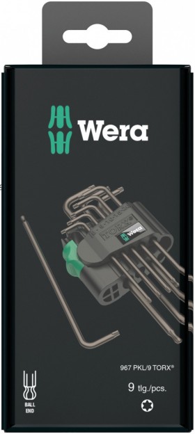 Набор Г-образных ключей WERA BlackLaser Premium 967 PKL/9 SB TORX® 073598