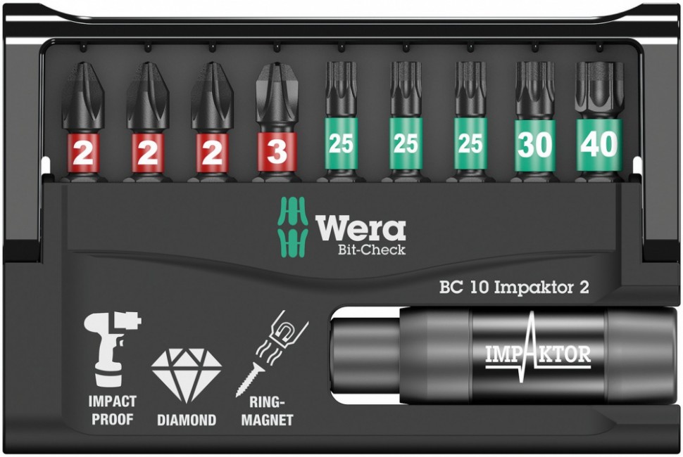 Набор WERA Bit-Check 10 Impaktor 2 057682